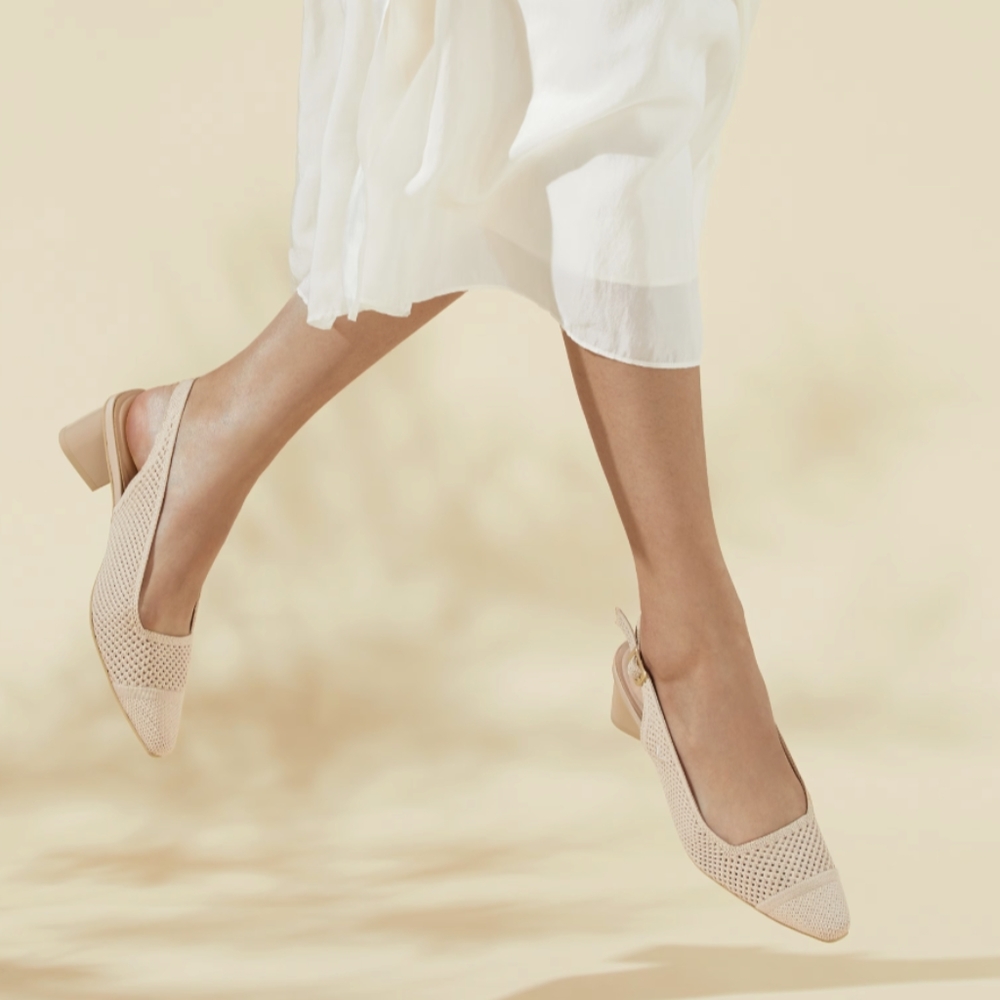 COPY - Vivaia Pointed-Toe Slingback Nude Size 37 6.5